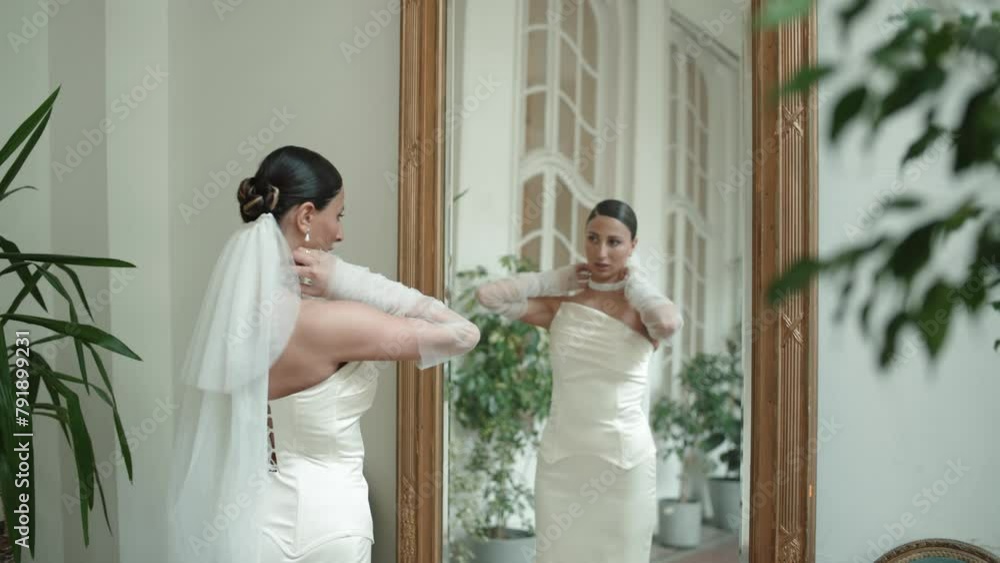 Luxury fashion bride in a white dress .Young woman with beautiful hairstyle and makeup Luxury fashion bride in a white dress .Young woman with beautiful hairstyle and makeup