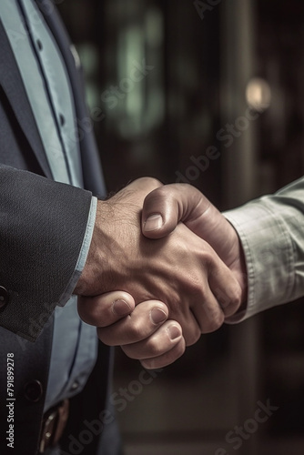 a hand shake between two business men сreated with Generative Ai