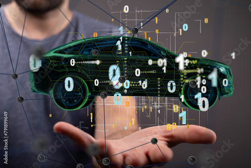 Autonomous car with HUD gra...