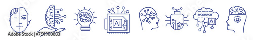 Implantation of a neural chip into the human brain. Icons set