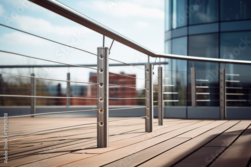 architectural photography of stainless steel cable balcony сreated with Generative Ai