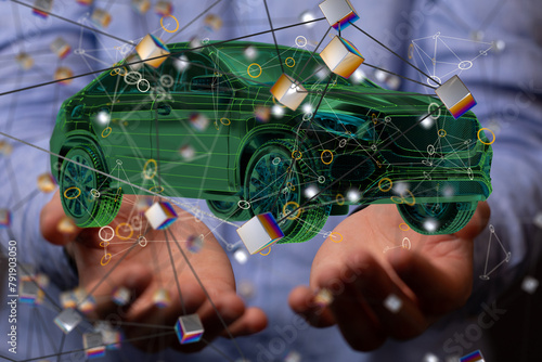 Autonomous car with HUD gra...