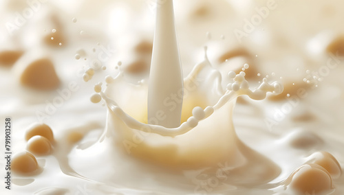 Captivating Splash in a Sea of Creamy Milk and Scattered Almonds
