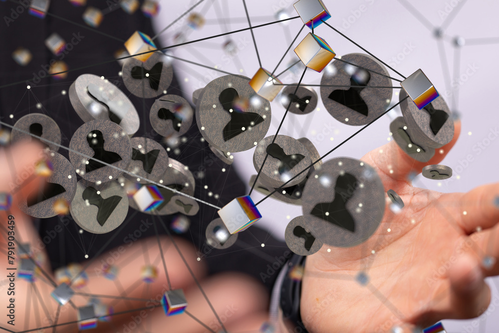 Fototapeta premium using social network connection 3D rendering