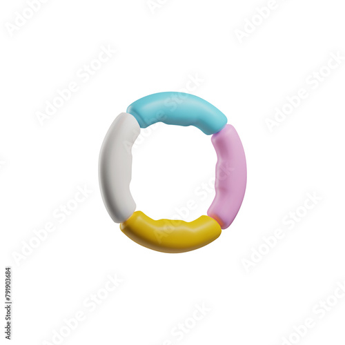 3D ring pet toy vector icon, dog or cat cute multicolor plastic or rubber toy, render circle with massage bulge surface