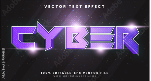 Cyber 3D editable text effect Template with glow light theme