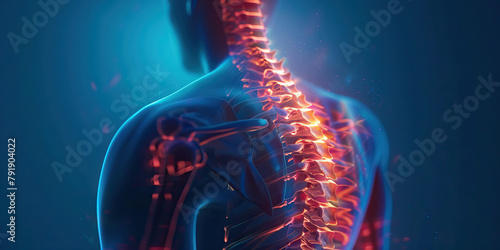 Herniated Disc: The Back Pain and Nerve Pain - Visualize a person with highlighted spine showing disc protrusion, experiencing back pain and nerve pain © Lila Patel