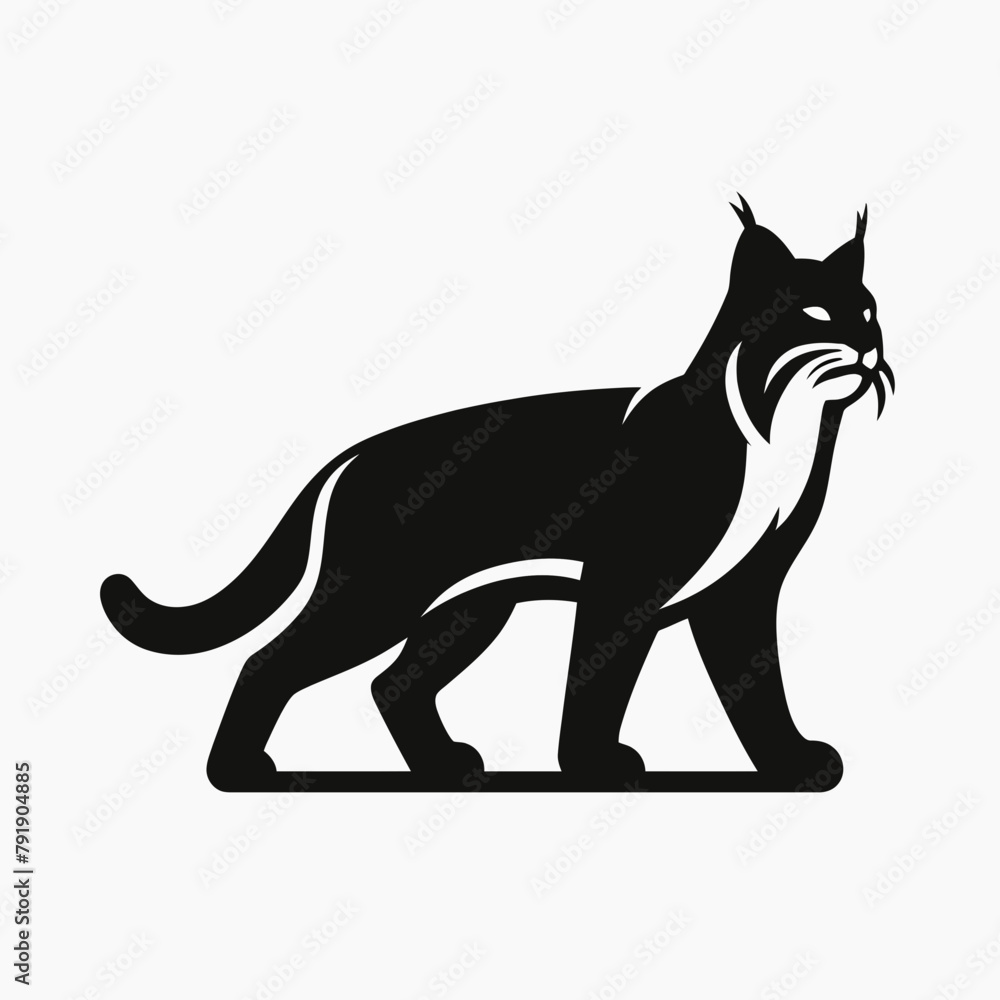 bobcat silhouette vector illustration White Background