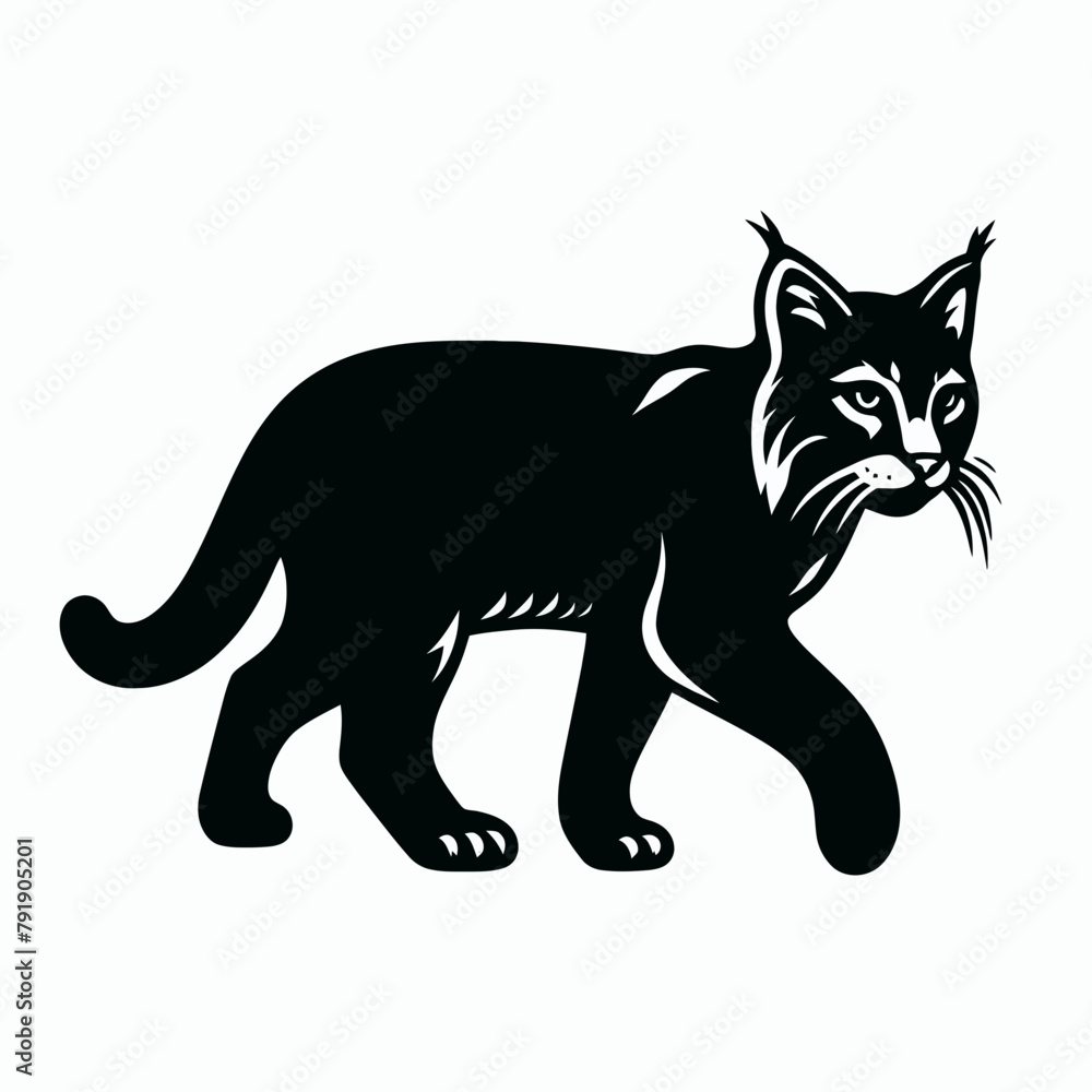 bobcat silhouette vector illustration White Background bobcat silhouette vector illustration White Background