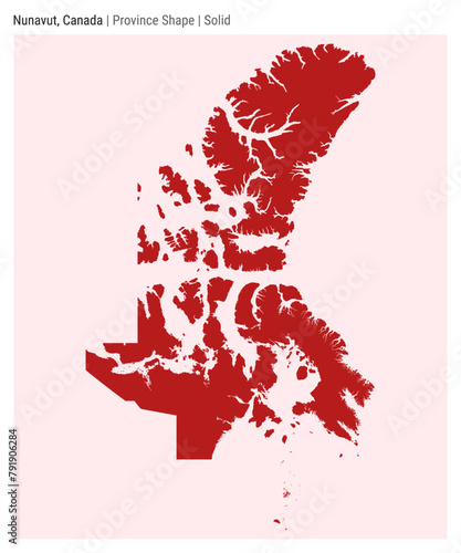 Nunavut, Canada. Simple vector map. Province shape in solid style. Border of Nunavut. Vector illustration.