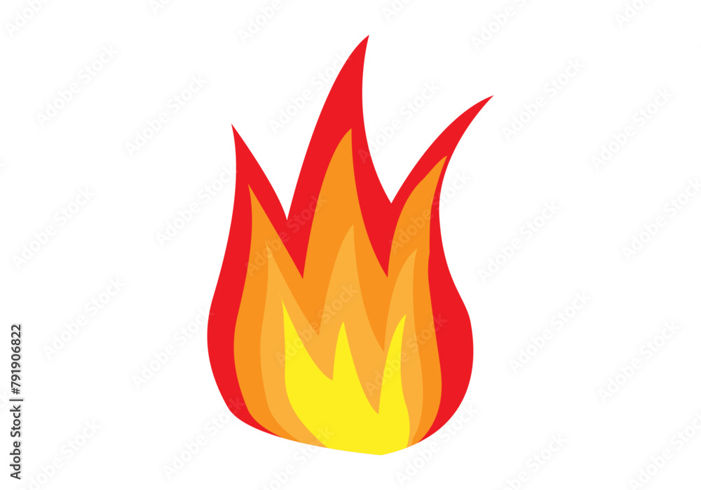 Llamada de fuego cálido en fondo blanco.