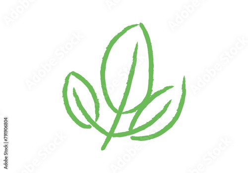 Dibujo de hojas verdes hechas con trazado de pincel.