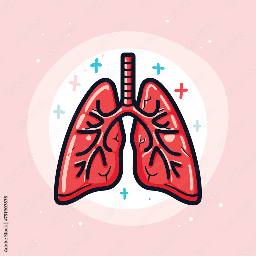 Cute flat lungs illustration vector icon design Cute flat lungs illustration vector icon design