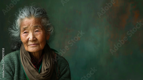 old woman with Serenity: Tranquil breaths, gentle smiles, inner peace blossoms, harmonious calm