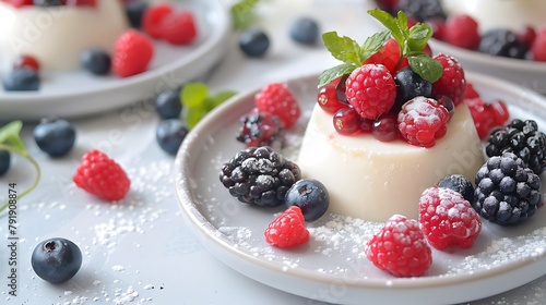 Delicious panna cotta with berries