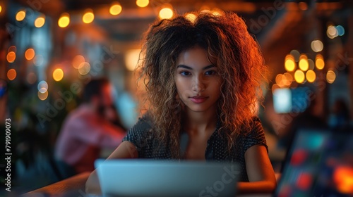 Freelancer Focused on Laptop in Ambient Cafe