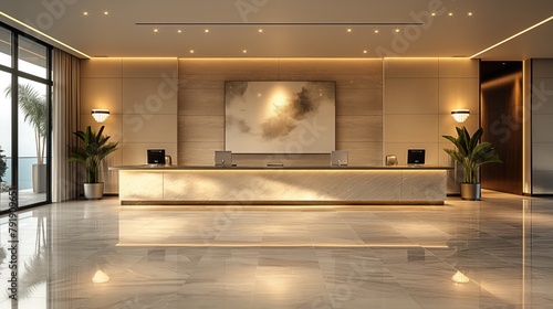 Opulent Hotel Lobby with Elegant Marble Flooring