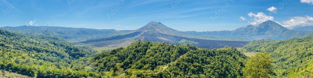 Fototapeta premium Panorama of Batur volcano in Bali, Indonesia