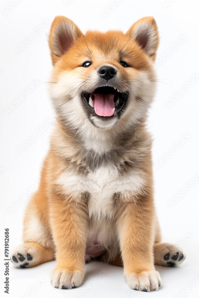 Akita inu puppy, isolated on white background