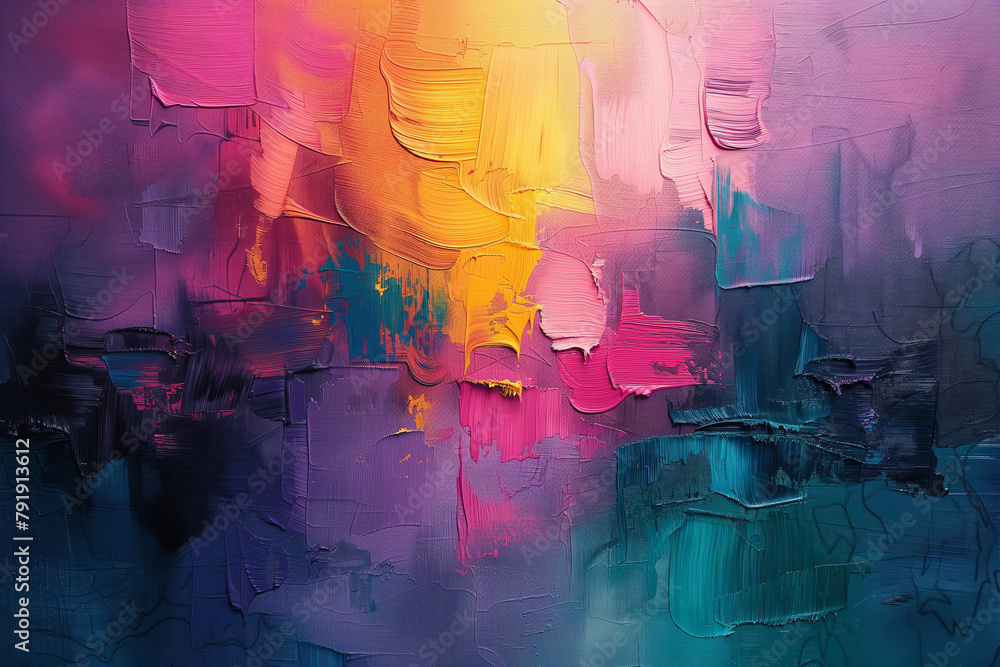 Φωτογραφία Abstract oil painting bright and dark tone, with brush and trowel strokes on can