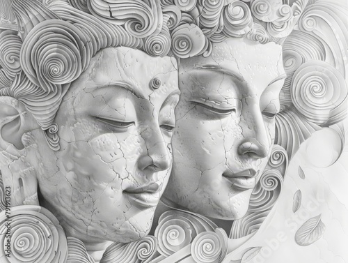 Two faces in black and white