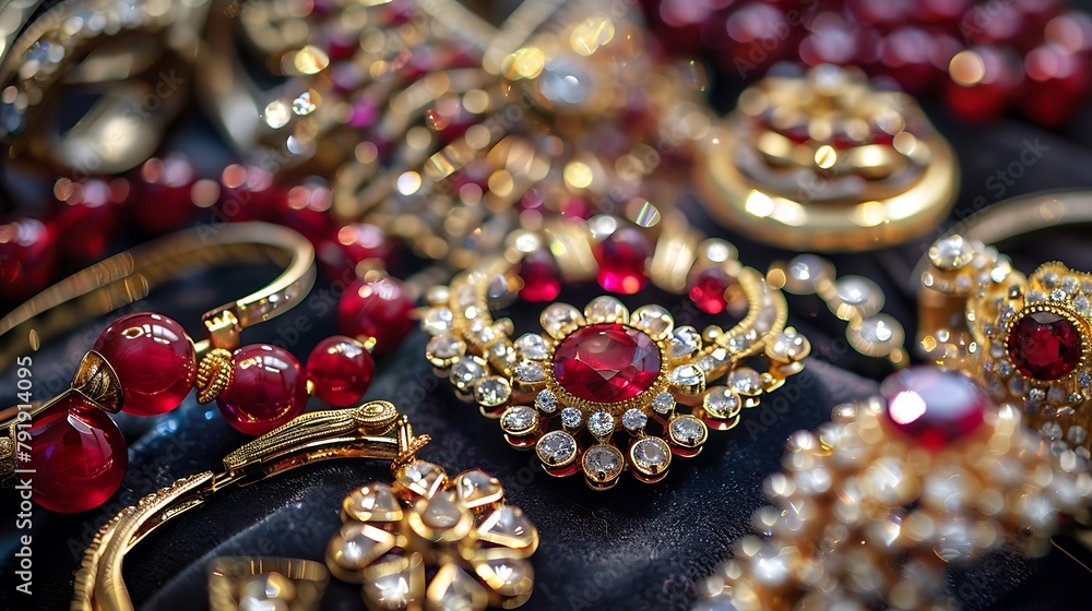 Female fashion accessories in red and gold