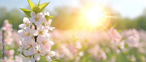  A field filled with pink flowers, sun shining through the background trees