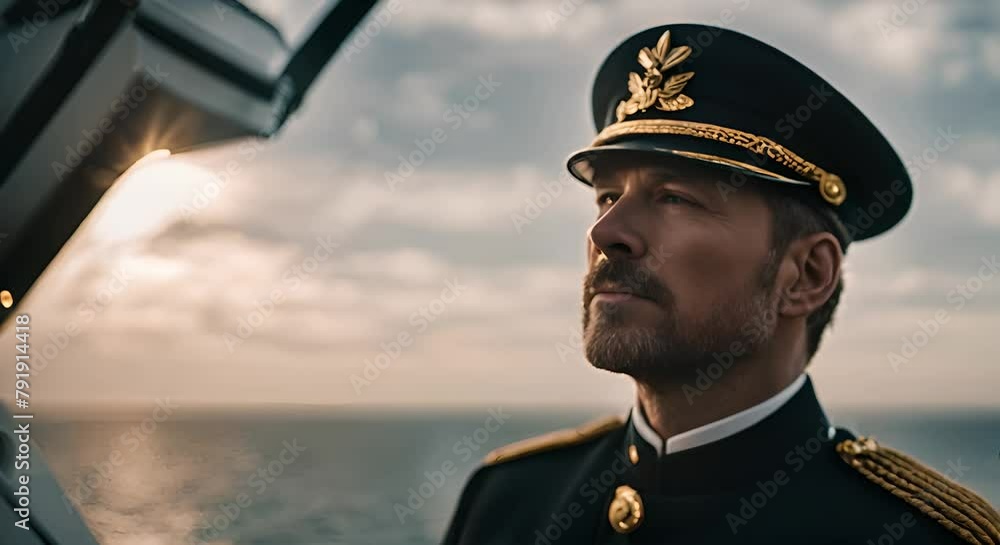 Captain of a ship sailing through the sea. Captain of a ship sailing through the sea.