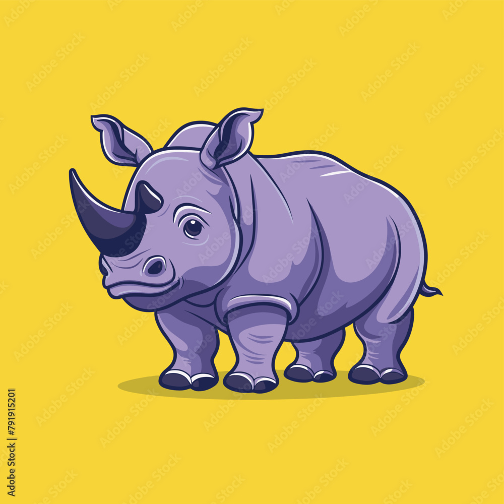 Cute rhino cartoon animal mascot vector illustration