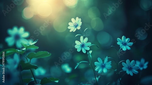  A tight shot of a flower cluster with indistinctive background lights and a shallow depth of field for foreground flowers