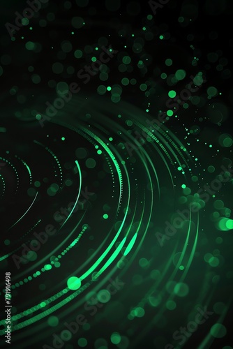 Green circles and dots on a black background.