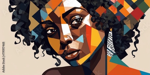 Colorful Modern Abstract Portrait Of a Black Woman