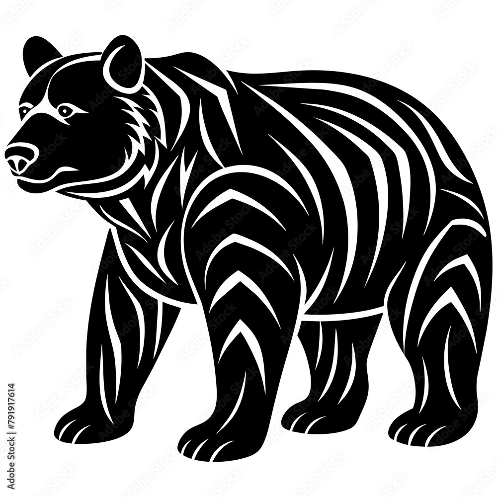Obraz premium create a silhouette, bear vector illustration, white background with black and white color ,unique