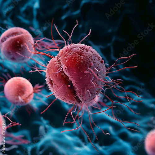 Meningococcus invading human body. Bacteria in the blood system. Meningitidis disease.