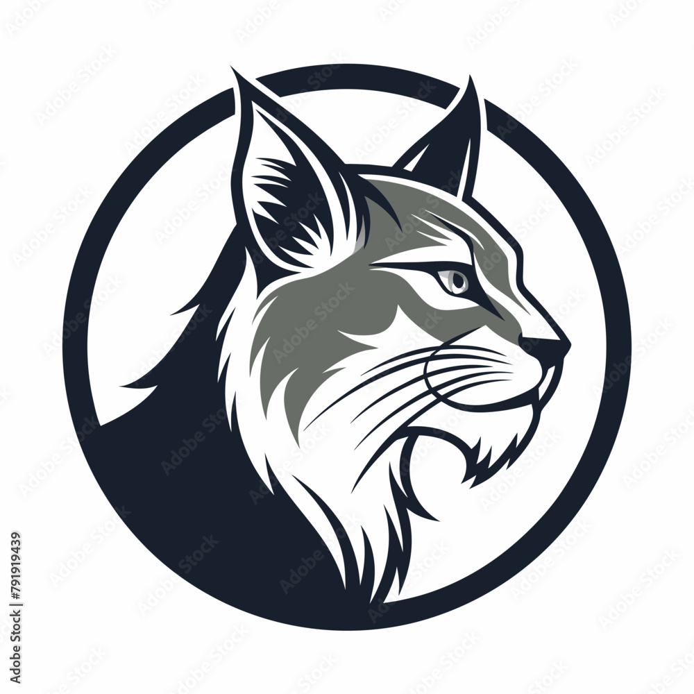 Obraz premium A Bobcat side view Icon in circle logo, vector illustration 