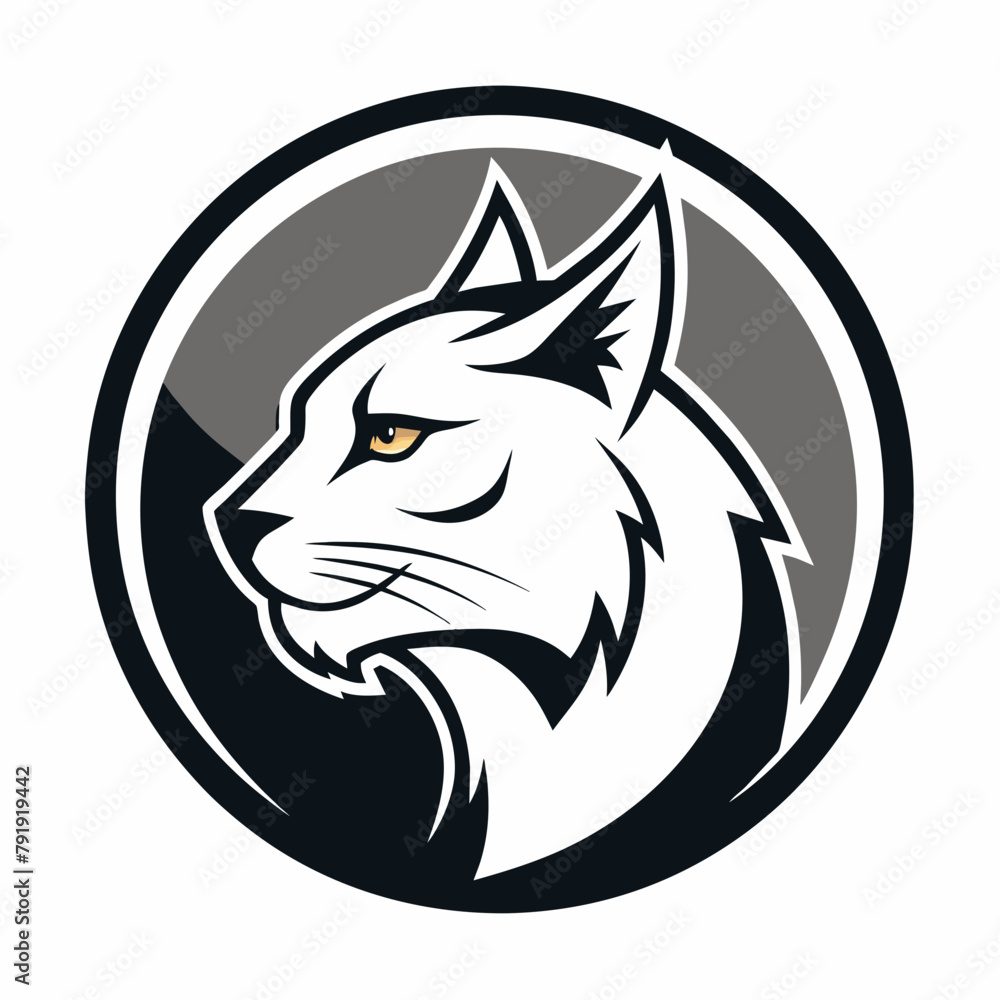 Fototapeta premium A Bobcat side view Icon in circle logo, vector illustration