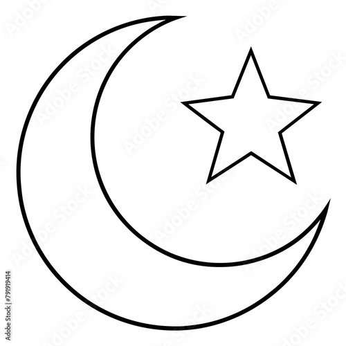 Crescent Moon and Star logo icon vector illustration