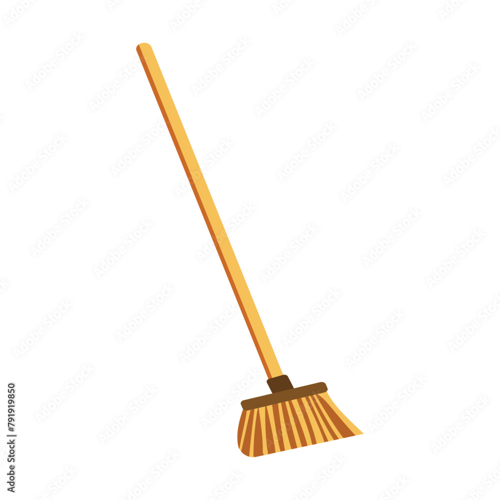 Broom for cleaning up garbage. Vector illustration in flat style Broom for cleaning up garbage. Vector illustration in flat style