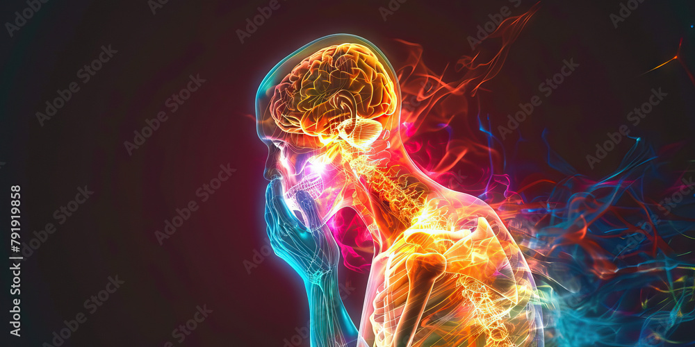 Hypoparathyroidism: The Muscle Cramps and Tingling - Visualize a person with highlighted parathyroid gland showing underactivity, experiencing muscle cramps and tingling Hypoparathyroidism: The Muscle Cramps and Tingling - Visualize a person with highlighted parathyroid gland showing underactivity, experiencing muscle cramps and tingling