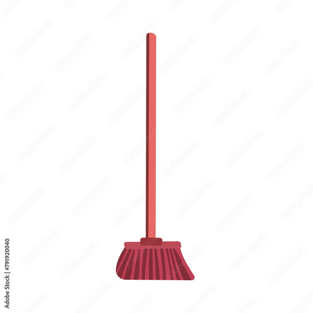 Broom for cleaning up garbage. Vector illustration in flat style Broom for cleaning up garbage. Vector illustration in flat style