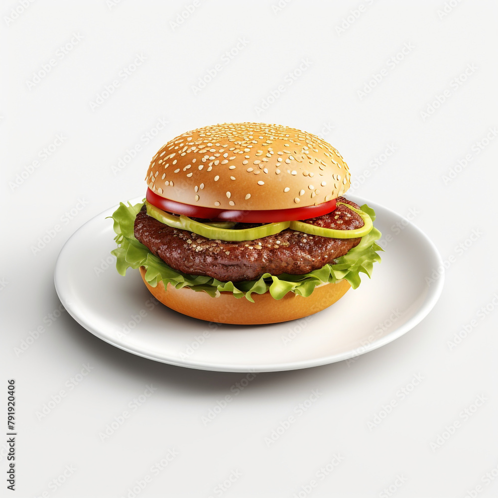 white plate with plant based burger meat сreated with Generative Ai white plate with plant based burger meat сreated with Generative Ai