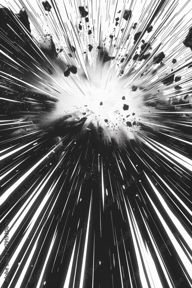 A black and white photo of a burst of light, AI A black and white photo of a burst of light, AI