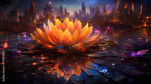 water lily in the night
