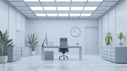 Loopable animation of gray infinite office for boring routine work photo