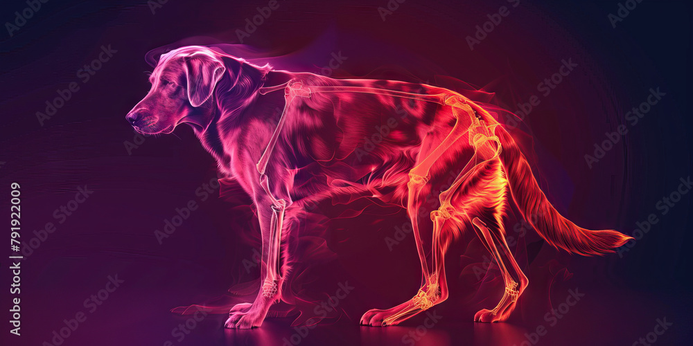 Canine Arthritis: The Joint Stiffness and Reluctance to Move - Visualize a dog with highlighted joints showing inflammation, experiencing joint stiffness and reluctance to move Canine Arthritis: The Joint Stiffness and Reluctance to Move - Visualize a dog with highlighted joints showing inflammation, experiencing joint stiffness and reluctance to move