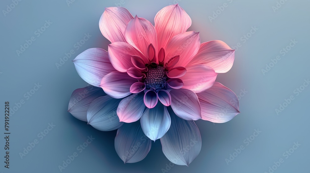 Pastel Flower Illustration with Blue, Pink and Aquamarine Hues Generative AI
