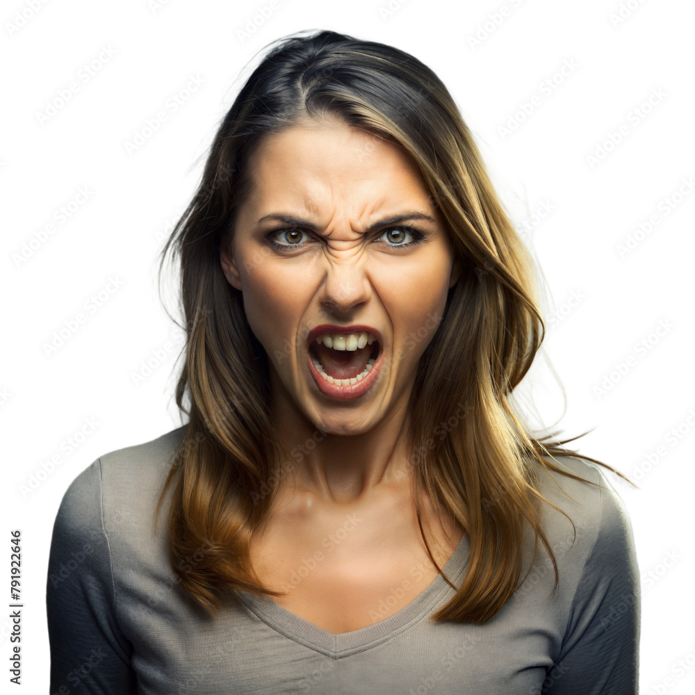 Angry young woman screaming with a frustrated expression Angry young woman screaming with a frustrated expression