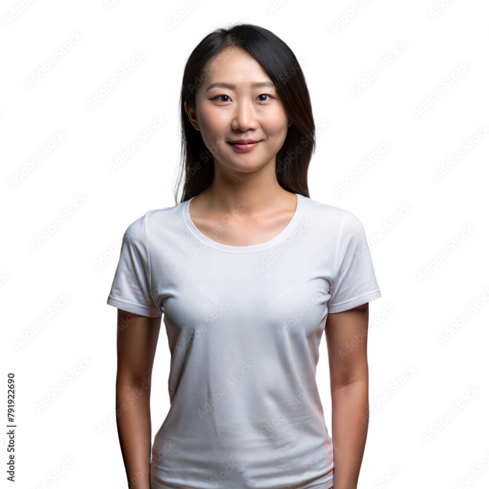 Confident young Asian woman posing in a casual t-shirt Confident young Asian woman posing in a casual t-shirt