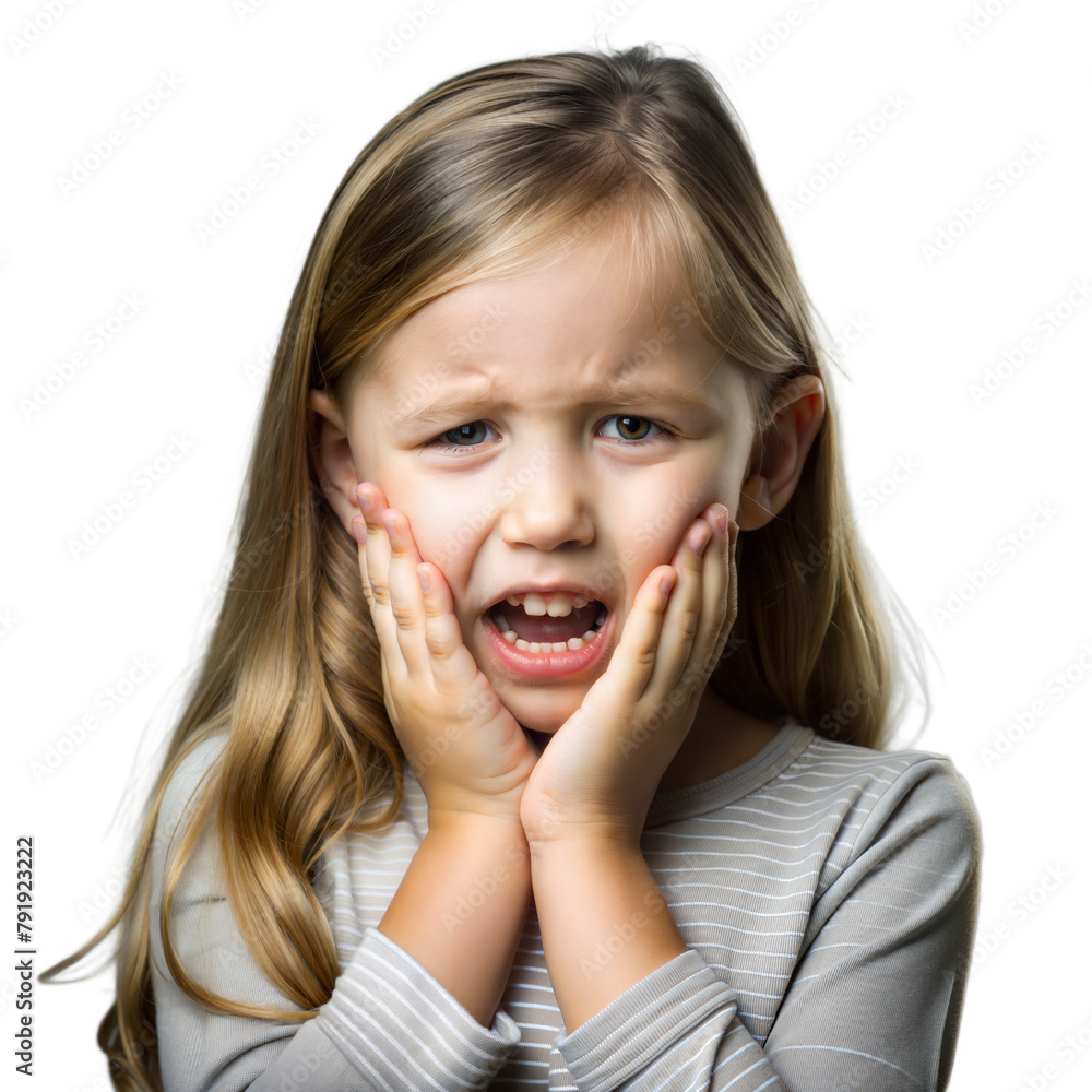 Young girl with hands on face looking distressed