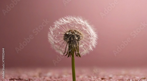 Dandelion flower on pink background  symbolizing beauty and resilience in nature